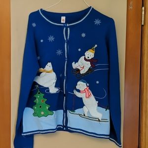 Christmas Themed Polar Bear VTG Sweater Size Large